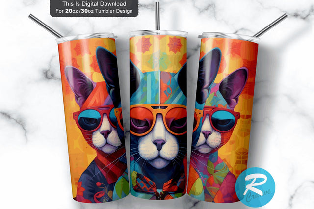 Cats Sunglass 20 oz / 30 oz Skinny Tumbler Sublimation Regulrcrative 