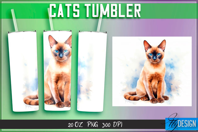 Cats Tumblers Wrap 20 oz. Sublimation Fly Design 