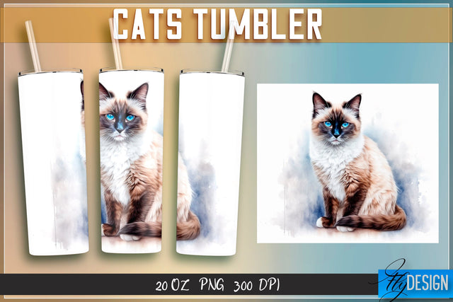 Cats Tumblers Wrap 20 oz. Sublimation Fly Design 