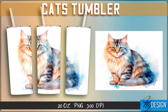 Cats Tumblers Wrap 20 oz. Sublimation Fly Design 