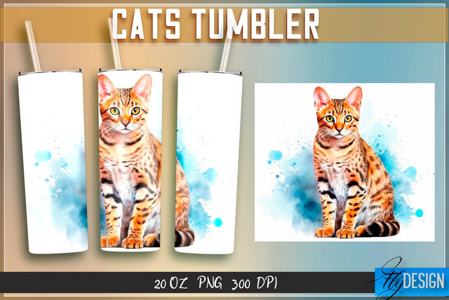 Cats Tumblers Wrap 20 oz. Sublimation Fly Design 