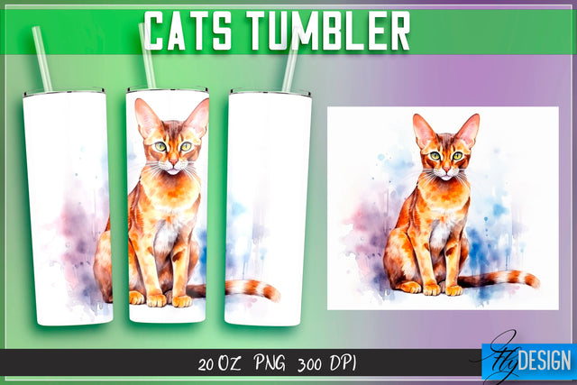 Cats Tumblers Wrap 20 oz. Sublimation Fly Design 