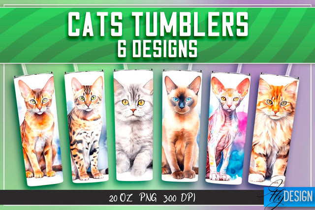 Cats Tumblers Wrap 20 oz. Sublimation Fly Design 
