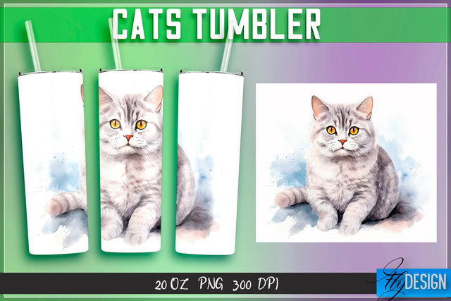 Cats Tumblers Wrap 20 oz. Sublimation Fly Design 