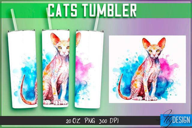 Cats Tumblers Wrap 20 oz. Sublimation Fly Design 