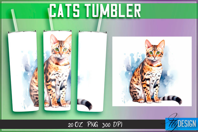 Cats Tumblers Wrap 20 oz. Sublimation Fly Design 