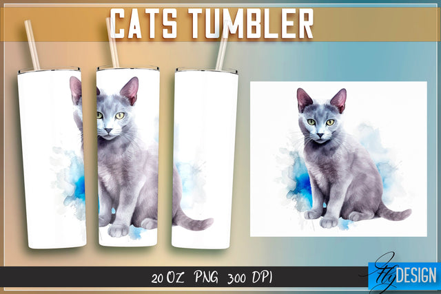 Cats Tumblers Wrap 20 oz. Sublimation Fly Design 