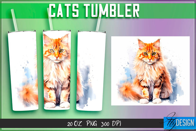 Cats Tumblers Wrap 20 oz. Sublimation Fly Design 