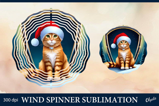 Cats Wind Spinner PNG. Christmas Cat Wind Spinner PNG Sublimation Olga Terlyanskaya 