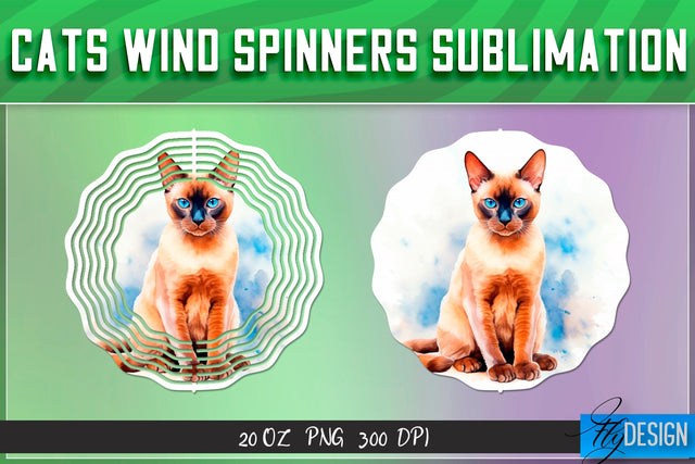 Cats Wind Spinners Sublimation Sublimation Fly Design 