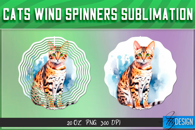 Cats Wind Spinners Sublimation Sublimation Fly Design 
