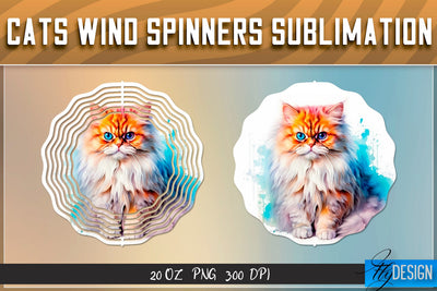 Cats Wind Spinners Sublimation Sublimation Fly Design 