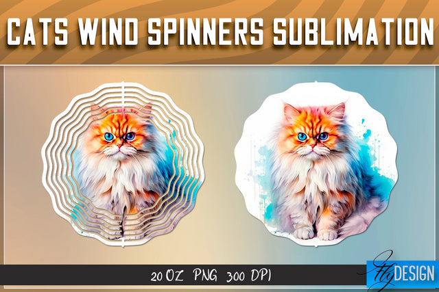 Cats Wind Spinners Sublimation Sublimation Fly Design 