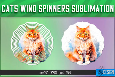 Cats Wind Spinners Sublimation Sublimation Fly Design 