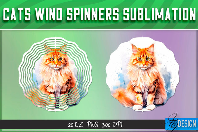 Cats Wind Spinners Sublimation Sublimation Fly Design 