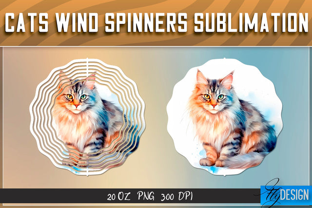Cats Wind Spinners Sublimation Sublimation Fly Design 
