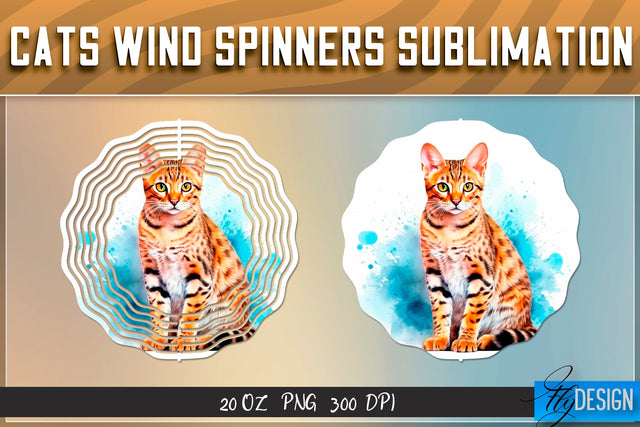 Cats Wind Spinners Sublimation Sublimation Fly Design 