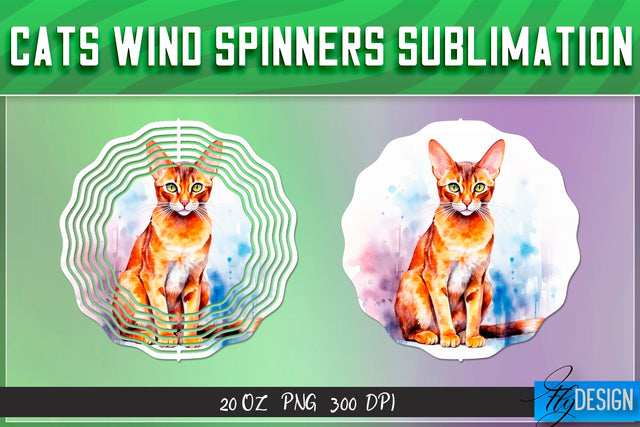 Cats Wind Spinners Sublimation Sublimation Fly Design 