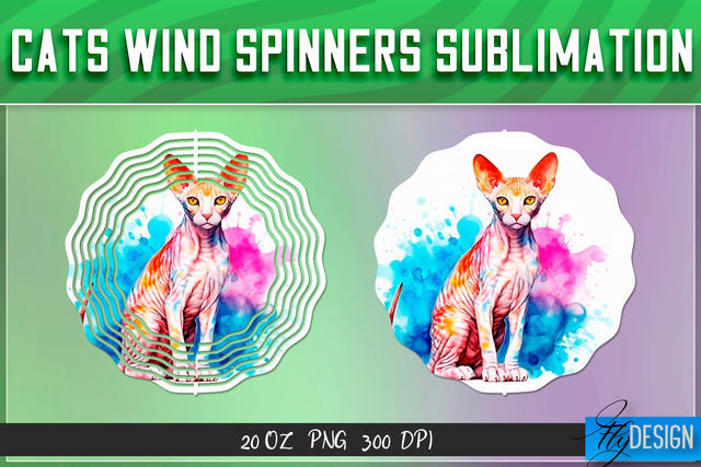 Cats Wind Spinners Sublimation Sublimation Fly Design 