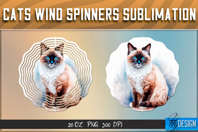 Cats Wind Spinners Sublimation Sublimation Fly Design 