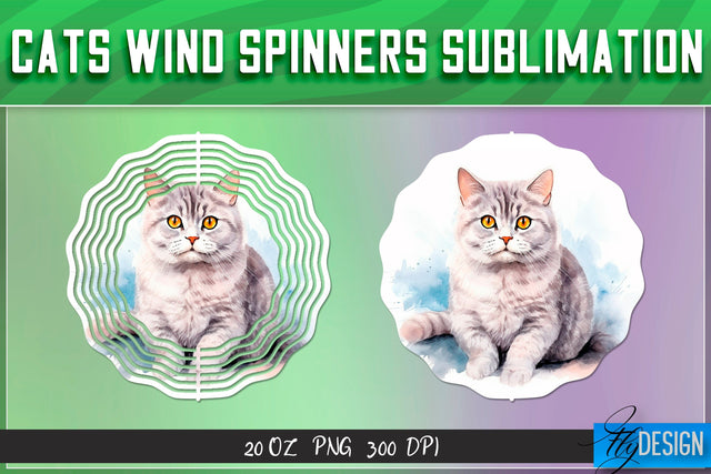 Cats Wind Spinners Sublimation Sublimation Fly Design 