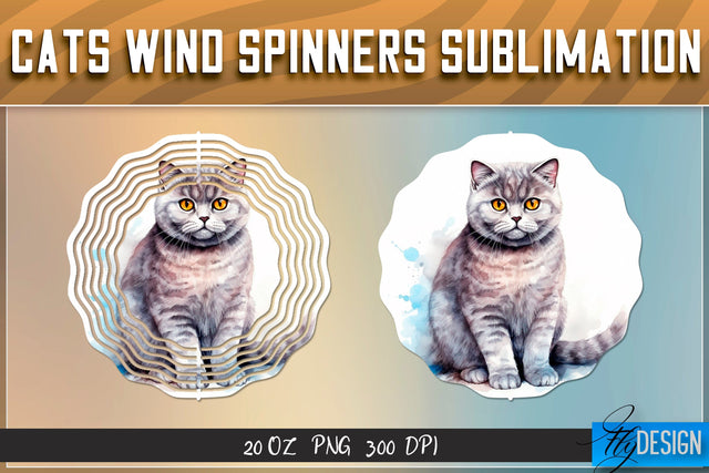 Cats Wind Spinners Sublimation Sublimation Fly Design 