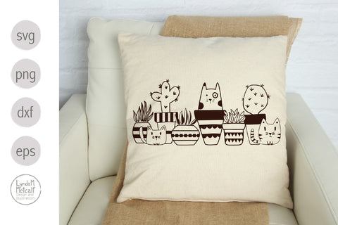 Cats with Plants and Cacti SVG Ready Cut Design SVG Lynda M Metcalf 