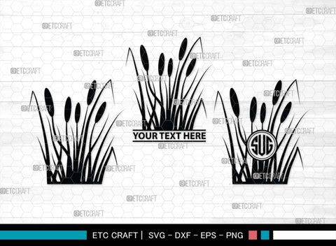 Cattail Monogram, Cattail Silhouette, Cattail SVG, Bulrush Plant Svg, Grass Svg, Reeds Svg, Cattail Flower Svg, SB00489 SVG ETC Craft 