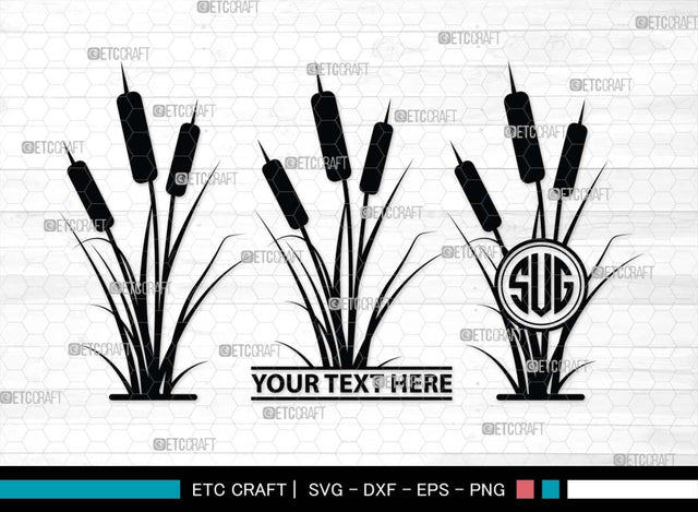 Cattail Monogram, Cattail Silhouette, Cattail SVG, Bulrush Plant Svg, Grass Svg, Reeds Svg, Cattail Flower Svg, SB00489 SVG ETC Craft 