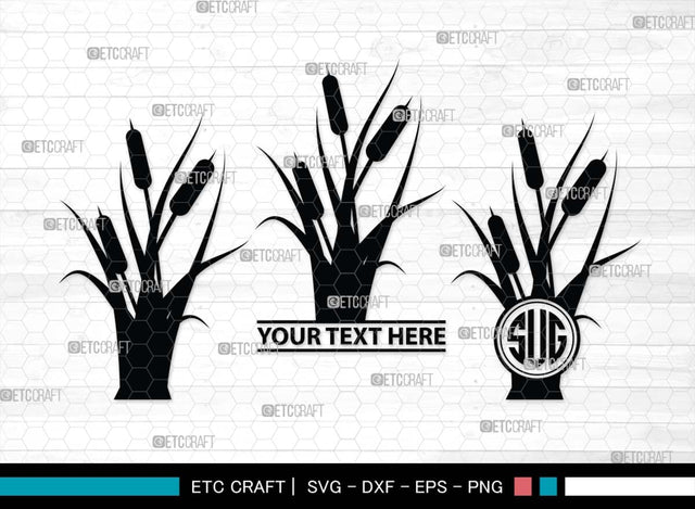 Cattail Monogram, Cattail Silhouette, Cattail SVG, Bulrush Plant Svg, Grass Svg, Reeds Svg, Cattail Flower Svg, SB00489 SVG ETC Craft 