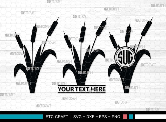 Cattail Monogram, Cattail Silhouette, Cattail SVG, Bulrush Plant Svg, Grass Svg, Reeds Svg, Cattail Flower Svg, SB00489 SVG ETC Craft 
