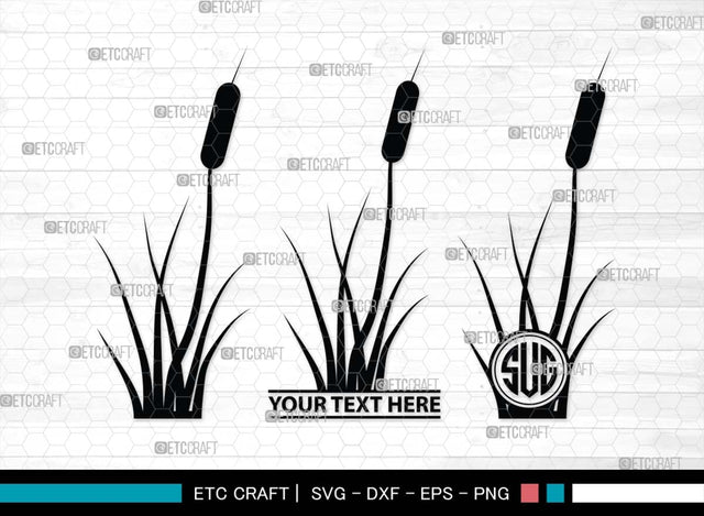 Cattail Monogram, Cattail Silhouette, Cattail SVG, Bulrush Plant Svg, Grass Svg, Reeds Svg, Cattail Flower Svg, SB00489 SVG ETC Craft 