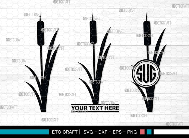 Cattail Monogram, Cattail Silhouette, Cattail SVG, Bulrush Plant Svg, Grass Svg, Reeds Svg, Cattail Flower Svg, SB00489 SVG ETC Craft 