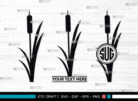 Cattail Monogram, Cattail Silhouette, Cattail SVG, Bulrush Plant Svg, Grass Svg, Reeds Svg, Cattail Flower Svg, SB00489 SVG ETC Craft 