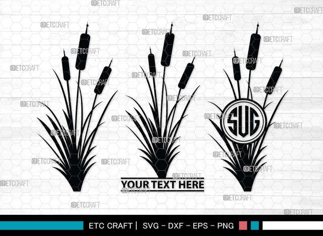 Cattail Monogram, Cattail Silhouette, Cattail SVG, Bulrush Plant Svg, Grass Svg, Reeds Svg, Cattail Flower Svg, SB00489 SVG ETC Craft 