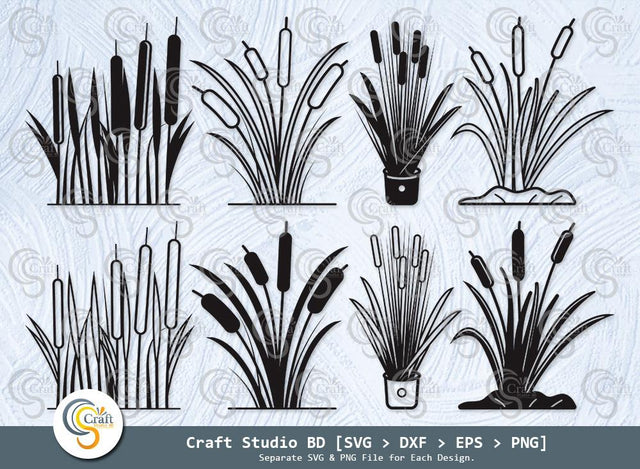 Cattail Silhouette, Cattail SVG, Bulrush Plant Svg, Cattail Flower Svg, Bulrush Plant Icon Svg , Reeds Svg, Cattail Bundle SVG ETC Craft 