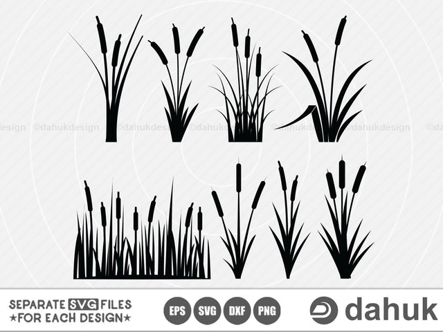 Cattail Svg, Bulrush Plant Svg Bundle, Cattail Clipart, Grass Svg, Silhouette, Svg, Eps, Dxf, Png, Cricut, Cut File SVG dahukdesign 