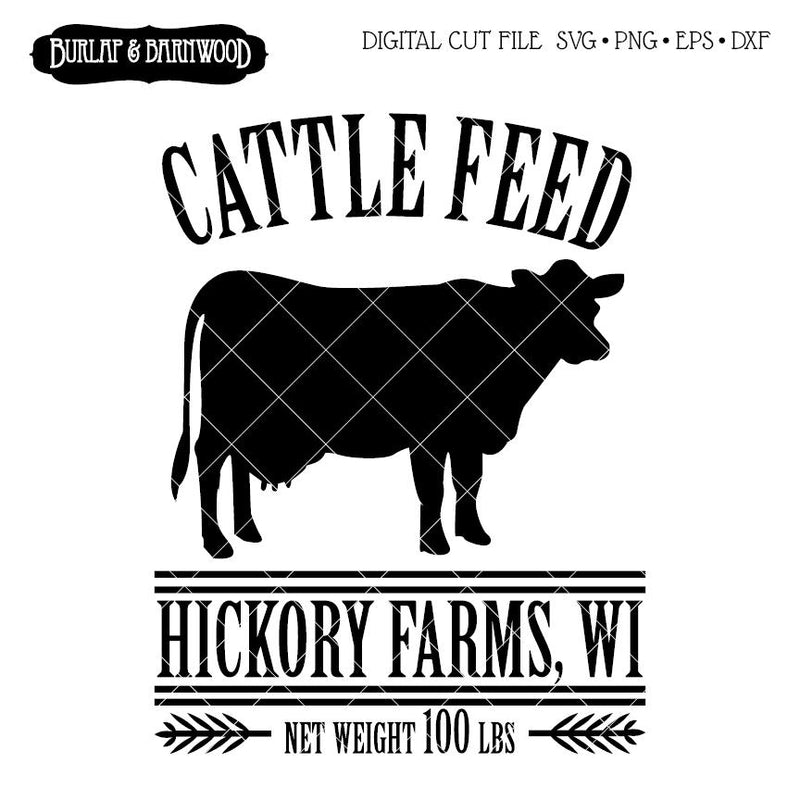 Cattle Feed SVG Burlap and Barnwood 