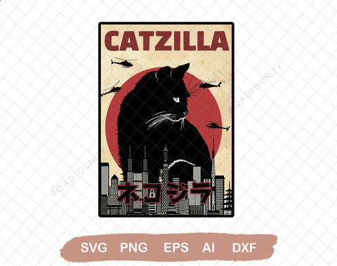 Catzilla King Of Pawster Godzilla Paws Cat Kitten Pet Lover Meme Gift Funny Vintage Style Unisex Gamer Cult Movie Music Tee SVG DiamondDesign 