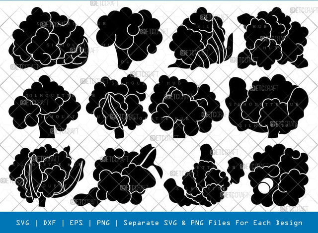 Cauliflower Silhouette, Cauliflower SVG, Food Items Svg, Vegetable Svg, Broccoli Svg, Cauliflower Bundle, SB00906 SVG ETC Craft 