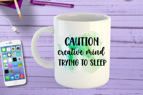 Caution Creative Mind I Funny Office Coffee Mug Sublimation Sublimation Happy Printables Club 