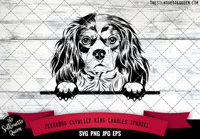Cavalier King Charles Spaniel Peek A Boo | Peekaboo | Peeking Dog Face SVG for Glowforge, Cricut, Laser, Silhouette, Scan n cut files SVG Loveleen Kaur 