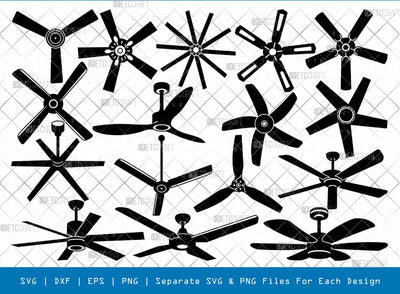 Ceiling Fan Silhouette, Ceiling Fan SVG, Electric Fan Svg, Fan Svg, Ceiling Fan Icon Svg, Ceiling Fan Bundle, SB00933 SVG ETC Craft 