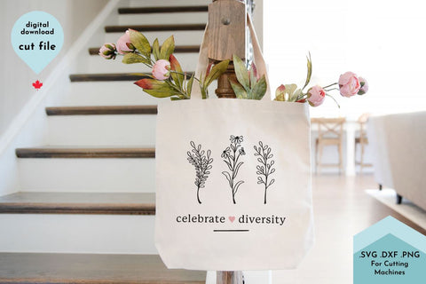 Celebrate Diversity with Hand Drawn Flowers SVG Cut File SVG Lettershapes 