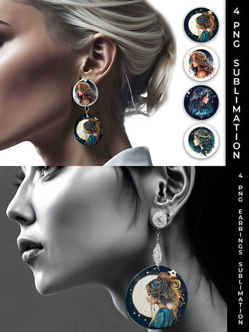 Celestial Boho Charms - Star Gazer Earrings PNG Bundle Sublimation Sintegra 