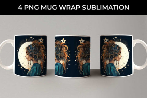 Celestial Boho Magic - Star Gazer Mug Wrap PNG Bundle Sublimation Sintegra 