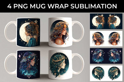 Celestial Boho Magic - Star Gazer Mug Wrap PNG Bundle Sublimation Sintegra 