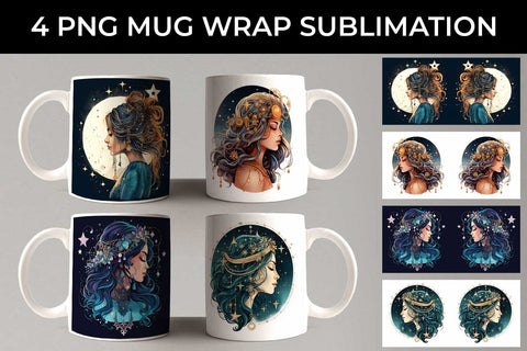 Celestial Boho Magic - Star Gazer Mug Wrap PNG Bundle Sublimation Sintegra 