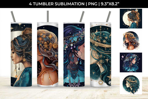 Celestial Boho Magic - Star Gazer Tumbler Wrap PNG Bundle Sublimation Sintegra 