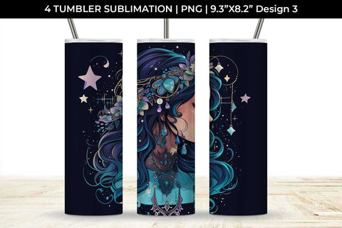 Celestial Boho Magic - Star Gazer Tumbler Wrap PNG Bundle Sublimation Sintegra 
